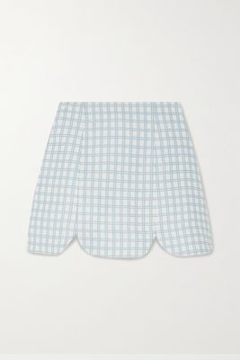Lisa Marie Fernandez - Scalloped Checked Cotton-blend Bouclé-jacquard Mini Skirt - Blue