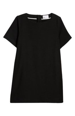 Lisa Marie Fernandez Short Sleeve Tweed Shift Dress in Black
