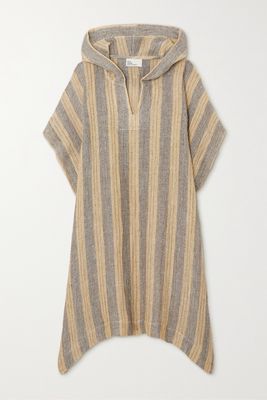 Lisa Marie Fernandez - Striped Linen-blend Hooded Coverup - Brown