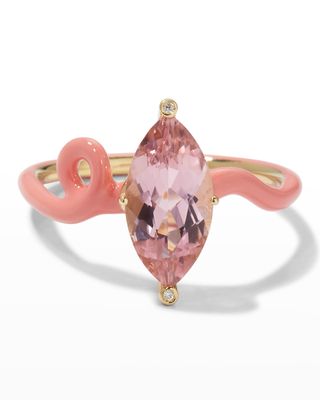 Lisa Ring with Pink Tourmaline and Enamel
