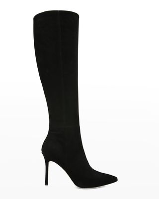 Lisa Suede Stiletto Wide-Calf Knee Boots