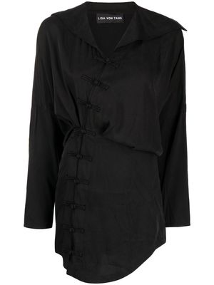 Lisa Von Tang asymmetric shirt-style mini dress - Black