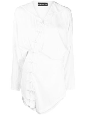 Lisa Von Tang asymmetric shirt-style mini dress - White