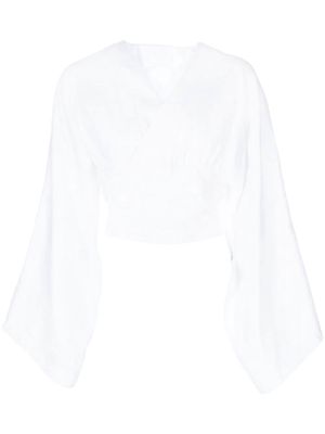 Lisa Von Tang cropped hemp blouse - White