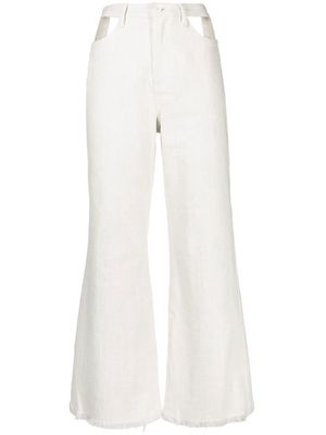 Lisa Von Tang cut-out detail wide-leg jeans - White