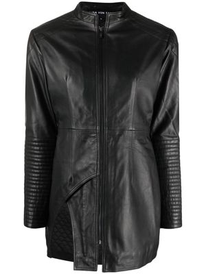 Lisa Von Tang high-leather padded-sleeve jacket - Black