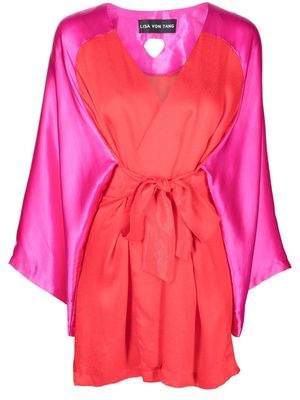 Lisa Von Tang Sake Time two-tone silk robe dress - Red