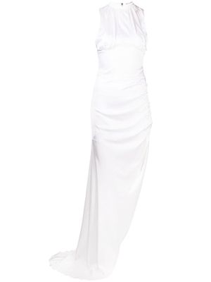 Lisa Von Tang silk asymmetric evening gown - White