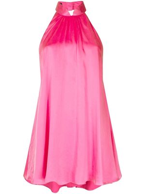 Lisa Von Tang silk open back babydoll dress - Pink