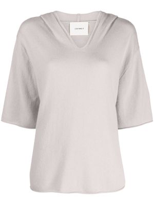 Lisa Yang hooded V-neck cashmere top - Neutrals