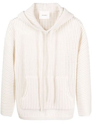 Lisa Yang long-sleeve knitted hoodie - White