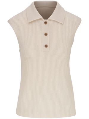Lisa Yang ribbed-knit cashmere polo top - Neutrals