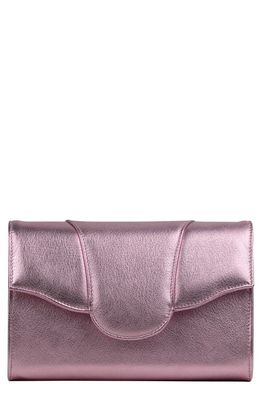 LISELLE KISS Allie Metallic Leather Crossbody Bag in Pink Metallic