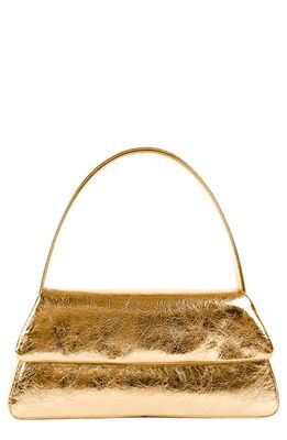 LISELLE KISS Elliot Leather Top Handle Bag in Gold Crinkle