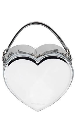 LISELLE KISS Harley Faux Leather Heart Crossbody Bag in Silver Mirror