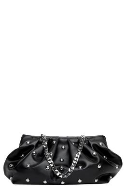 LISELLE KISS Julie Studded Leather Clutch in Black/Silver
