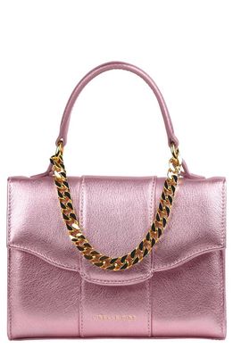 LISELLE KISS Meli Leather Top Handle Bag in Pink Metallic