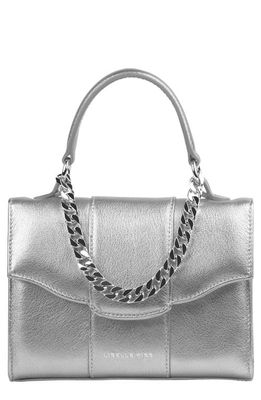 LISELLE KISS Meli Leather Top Handle Bag in Silver/Silver