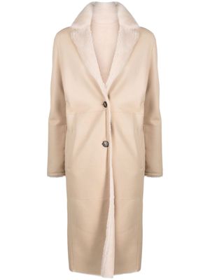 Liska Lammmantel button-up coat - Neutrals