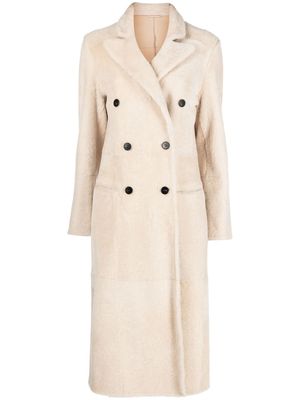 Liska merino wool double-breasted coat - White