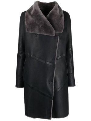 Liska off-centre fastening fur coat - Black