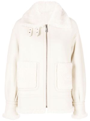 Liska oversize shearling jacket - Neutrals