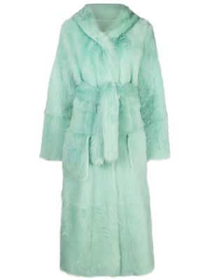 Liska reversible hooded shearling coat - Green