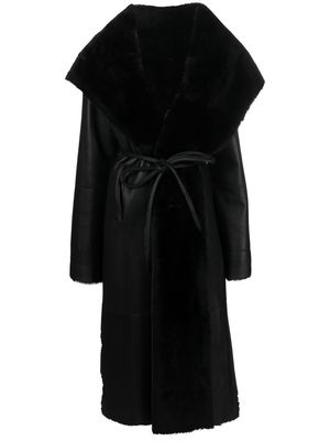 Liska tie-front sheepskin coat - Black