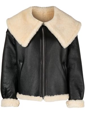Liska zip-up leather jacket - Black