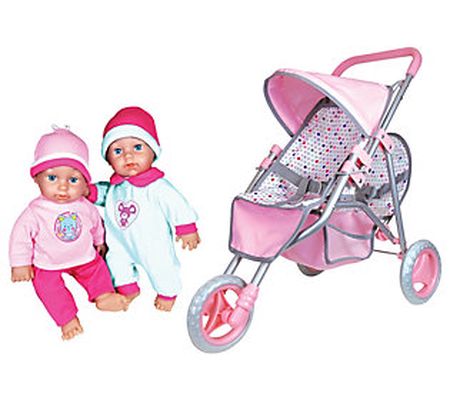 Lissi Twin Baby Dolls & Twin Jogger Set