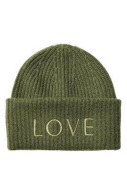 LITA by Ciara Love Embroidered Rib Recycled Cashmere Beanie in Capulet Olive