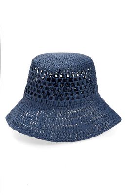 LITA by Ciara Open Weave Straw Bucket Hat in Insignia Blue