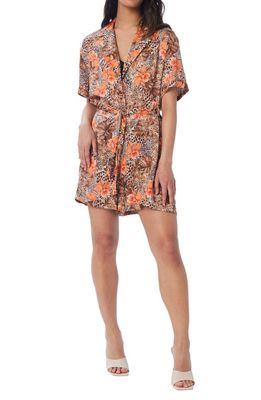 LITA by Ciara Utility Belted Romper in Animal Floral Cherry Tomato