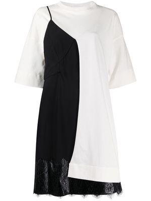 Litkovskaya colour block lace-panel dress - White