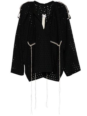 Litkovskaya perforated thread-detail cotton blouse - Black