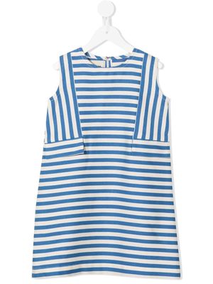 LITTLE BAMBAH Arayes striped mini dress - Blue