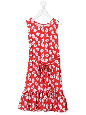 LITTLE BAMBAH daisy-print sleeveless midi dress - Red