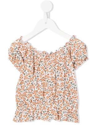 LITTLE BAMBAH floral-print cotton-blend blouse - Orange