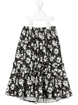 LITTLE BAMBAH floral-print flared midi skirt - Black