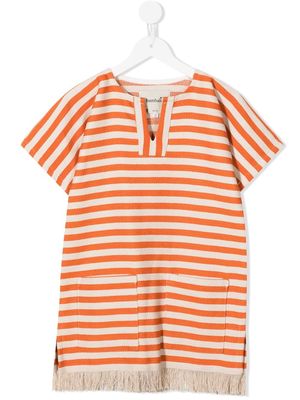 LITTLE BAMBAH striped tassel-trim dress - Orange