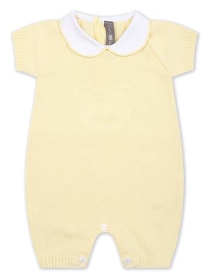 Little Bear bear-embroidered cotton romper - Yellow