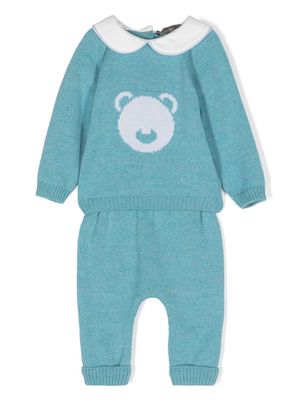 Little Bear bear-motif virgin wool tracksuit set - Blue