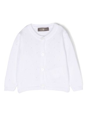 Little Bear buttoned long-sleeve knit cardigan - White