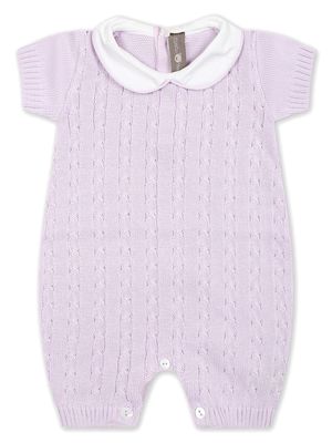 Little Bear cable-knit cotton romper - Purple