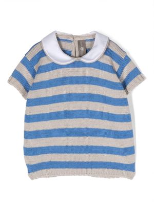 Little Bear club-collar striped jumper - Neutrals