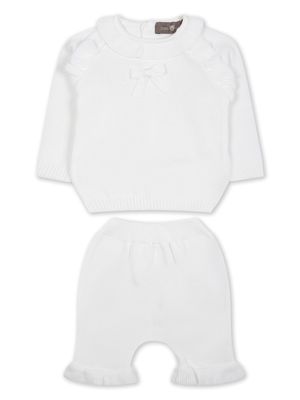 Little Bear cotton knitted trousers set - White