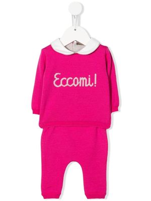 Little Bear 'Ecomi!' virgin wool tracksuit - Pink