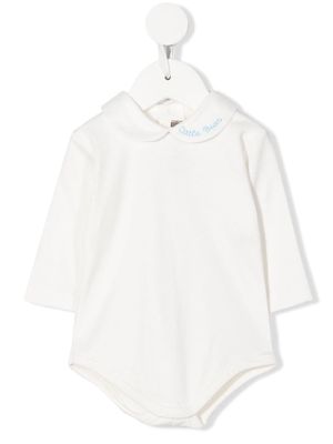 Little Bear embroidered-collar cotton body - White