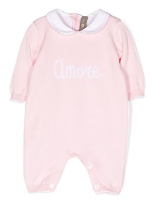 Little Bear embroidered-motif rompers - Pink