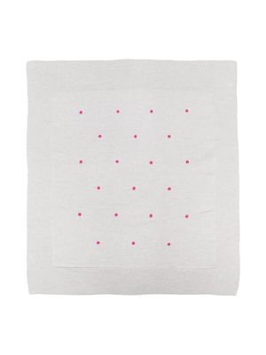 Little Bear embroidered-polka dot virgin wool blanket - Grey